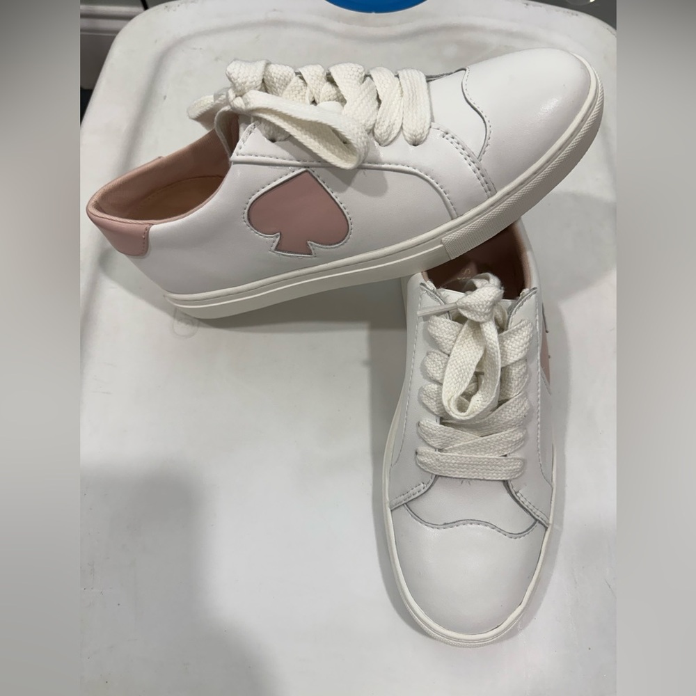 NWOT Kate Spade White Sneakers with Pink Heart Accent